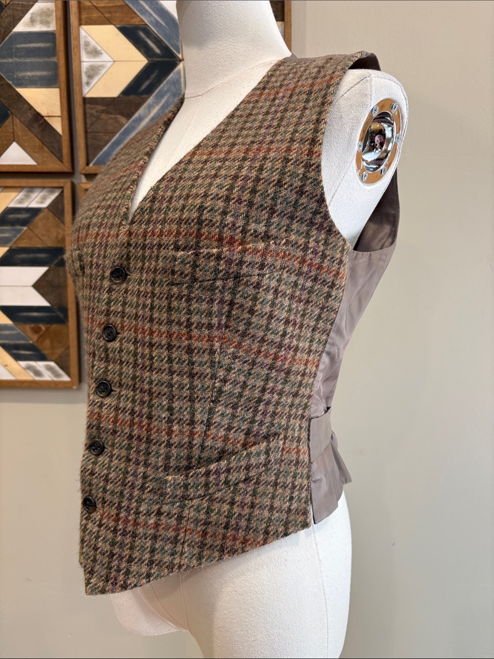 Vintage Ralph Lauren Wool Houndstooth Tweed Vest size 6 *As-Is* - Picture 4 of 14